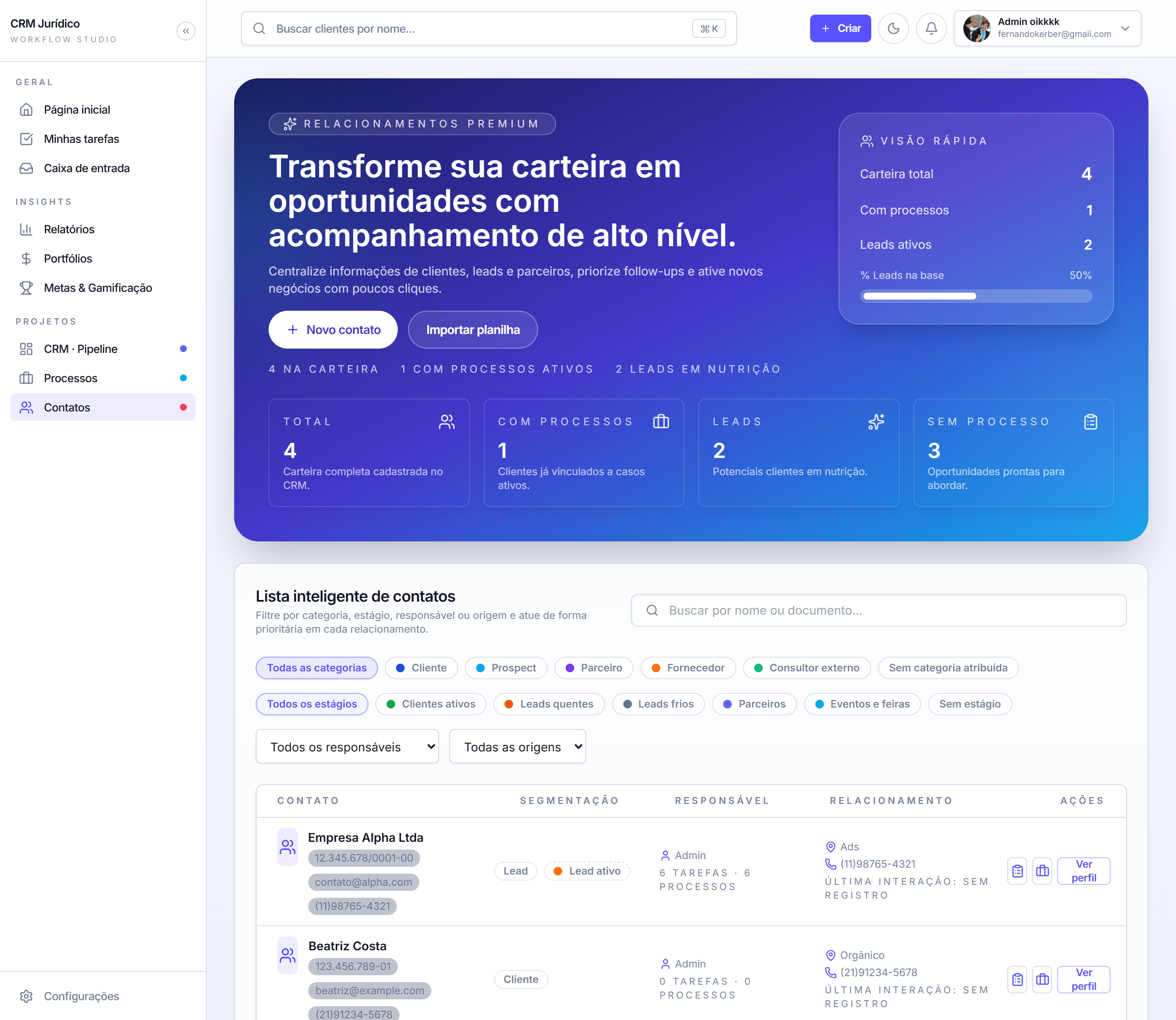 Gerenciador de clientes
